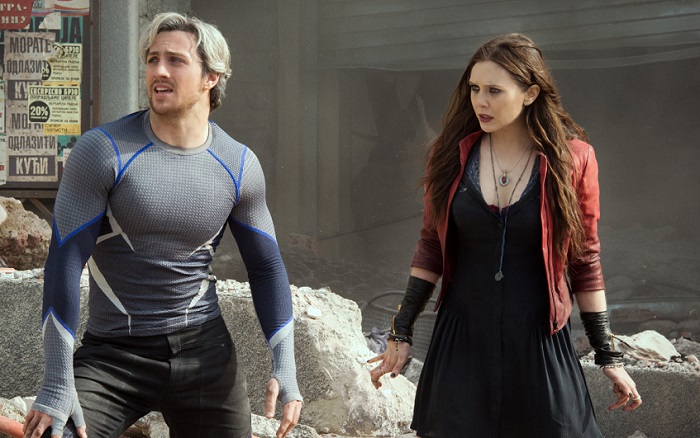 Quicksilver (Aaron Taylor Johnson) and Scarlet Witch (Elizabeth Olsen)
