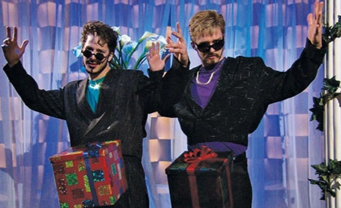 Andy Samberg and Justin Timberlake in the famous SNL sketch, "Dick-In-A-Box." 