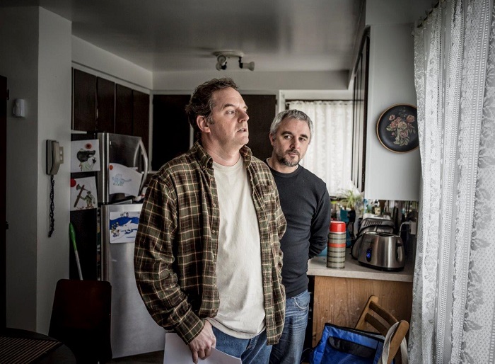 Actor, Paul Doucet, and Michael Rowe on the set of Early Winter