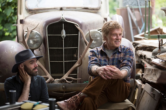 Director, David Lowery, and Robert Redford on the set of Pete's Dragon
