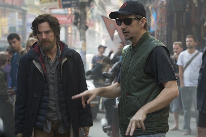 Benedict Cumberbatch and Scott Derrickson on the set of Doctor Strange