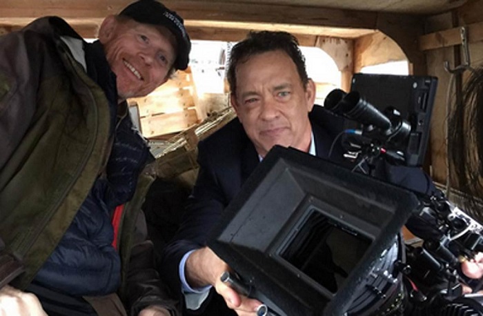 Ron Howard and Tom Hanks on the set of Inferno