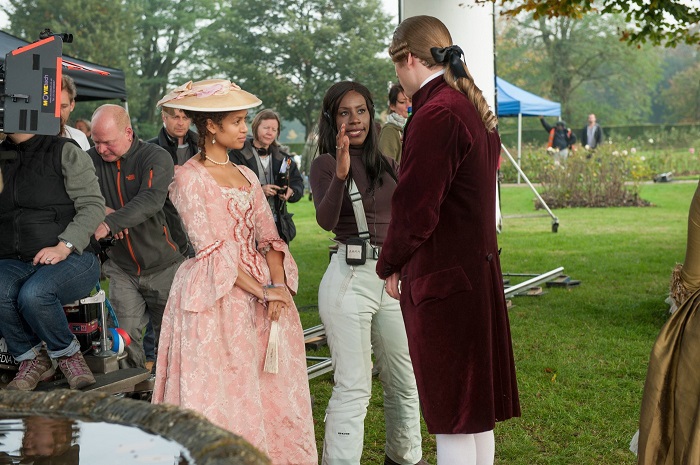 Amma Asante on the set of Belle
