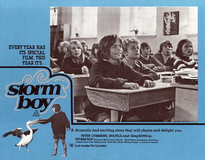 A vintage Storm Boy lobby card featuring Greg Rowe.