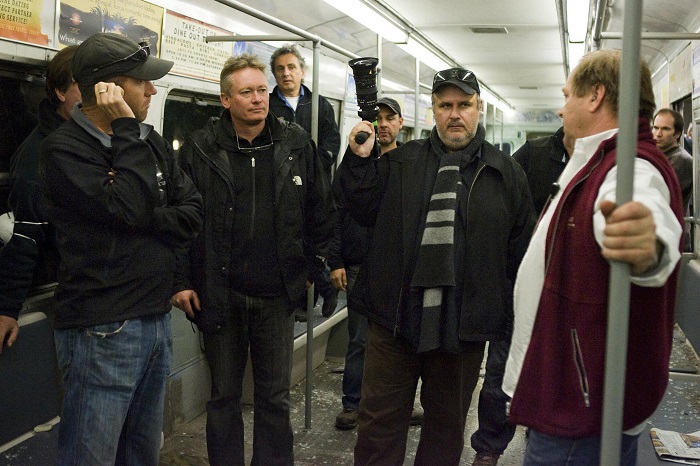 Alex Proyas on the set of Knowing