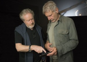 (L-R) RIDLEY SCOTT and HARRISON FORD on the set of Alcon EntertainmentÕs sci fi thriller BLADE RUNNER 2049 in association with Columbia Pictures, domestic distribution by Warner Bros. Pictures and international distribution by Sony Pictures Releasing International.