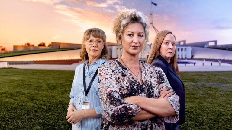 Kate Box, Justine Clarke, and Mandy McElhinney star in ‘Shakedown’, the unmissable ABC drama on the Robodebt scandal